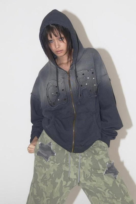 Vintage-Hoodie mit verwaschenem Farbverlauf