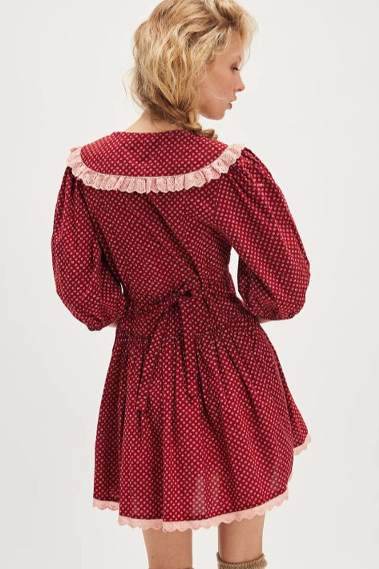 Vintage Minikleid mit Polka Dots, Peter-Pan-Kragen und Puffärmeln