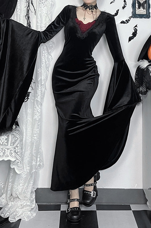 Elegantes Gothic-Kleid mit offenem Rücken