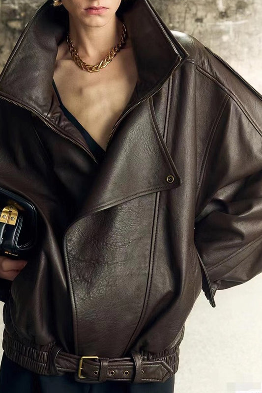 Vintage Echtleder Moto Jacke