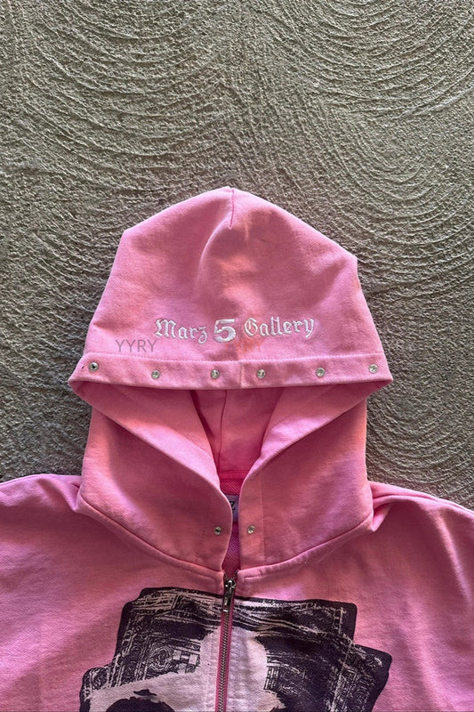 Hoodie im Streetstyle-Strass-Print