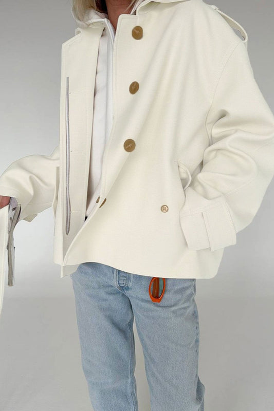 Drapierte Jacke aus Wildlederimitat mit Revers