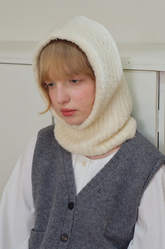 Einfarbige, warme Strickmütze aus Wollmischung