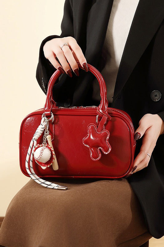 Rote Charm Minimalistische Retro Handtasche, elegante Pendlertasche