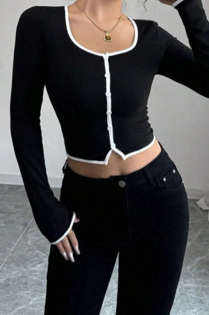 Geripptes, kurzes Stricktop