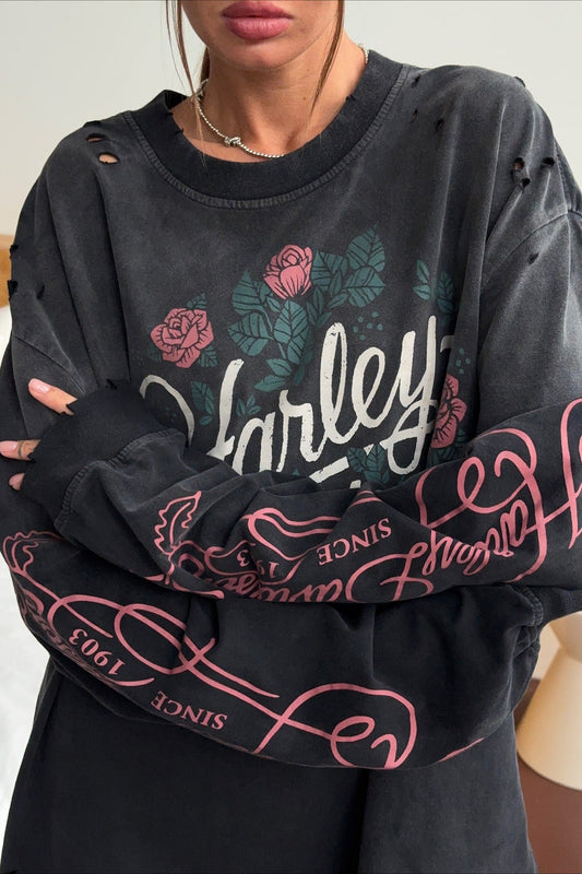 Sweatshirt mit Vintage-Rosenprint