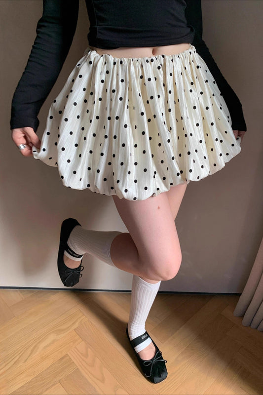 Retro-Minirock mit Polka-Dots und elastischem Bund in A-Linie