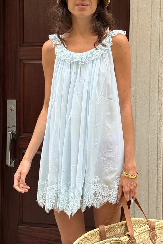 Lace Ruffle Strap Babydoll Mini Dress