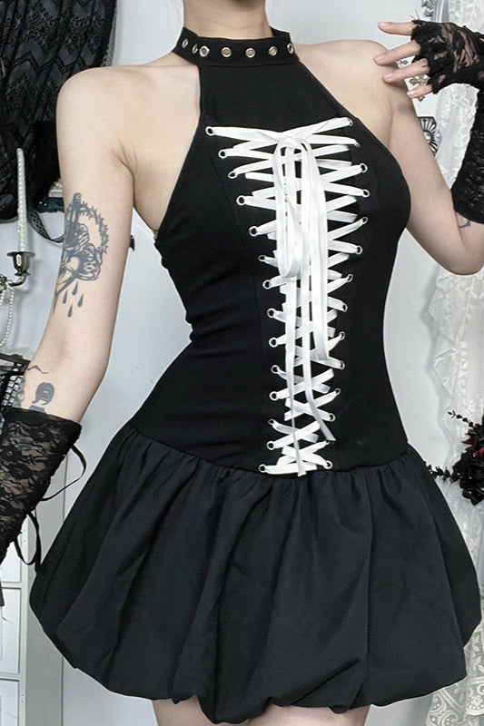 Street Neckholder-Gothic-Kleid mit Krawatte