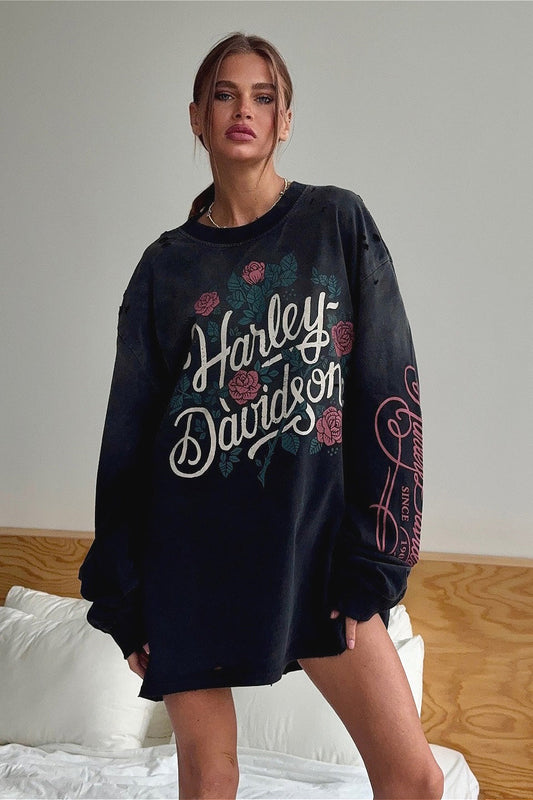 Sweatshirt mit Vintage-Rosenprint