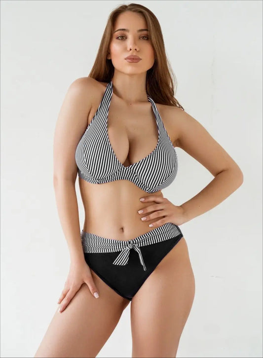 Zweiteiliges Nylon-Badeset mit hohem Bund und Shaping-Bikini