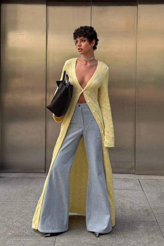 Lässiger, bedruckter Cardigan aus lockerem Strick im Lazy-Style