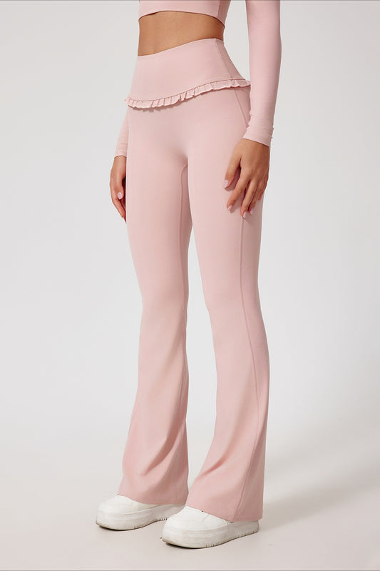 Yoga-Leggings mit hohem Bund, Spitzendetails und formgebender Wirkung für einen knackigen Po