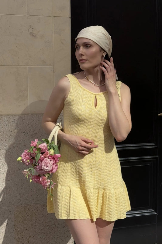 Jacquard-Boho-Kleid mit Rüschen und figurbetontem Tank