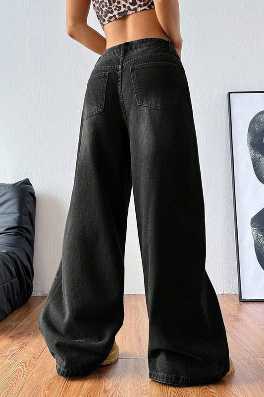 Vintage-Jeans mit gewaschenem, weitem Bein