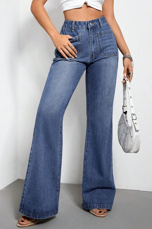 Jeans mit hohem Bund und geradem Schnitt