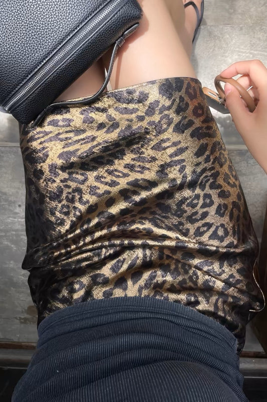 Luxuriöser A-Linien-Rock mit Leopardenmuster