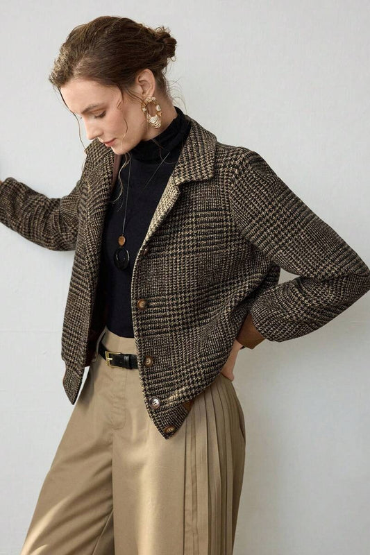 Karierte Oversize-Vintage-Jacke