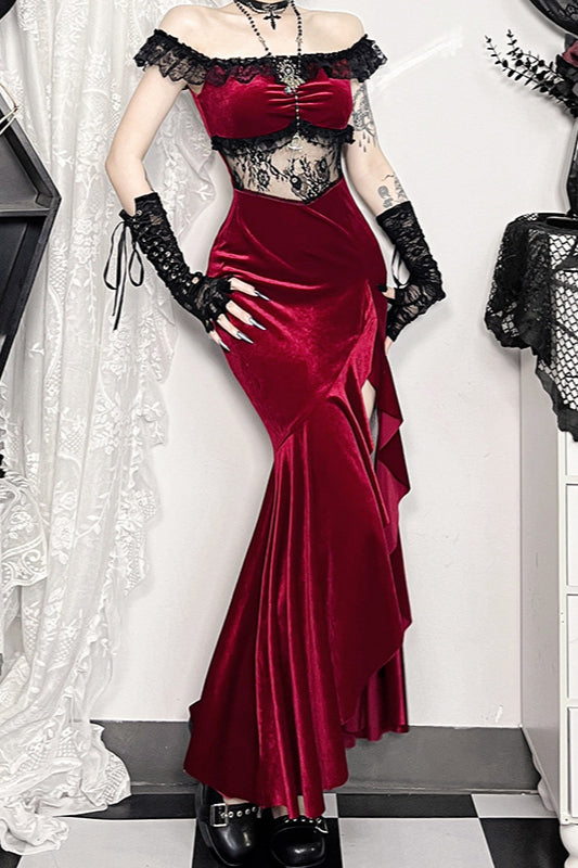 Asymmetrisches elegantes Gothic-Kleid