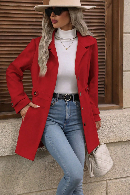 Elegante, geknöpfte Oberbekleidung aus Wollmischung mit festem Reverskragen