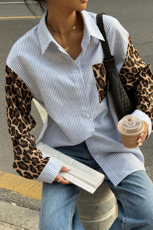 Lässige Bluse im Streetstyle mit Leopardenstreifen