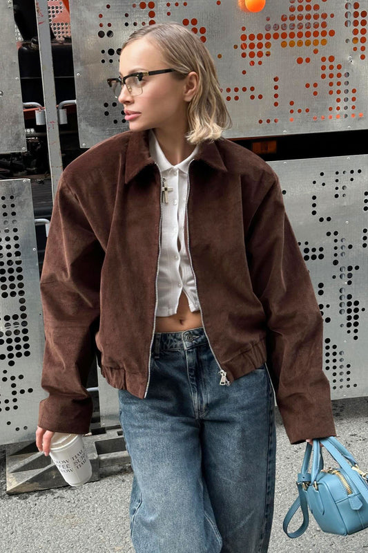 Retro-Cordjacke mit Kragen