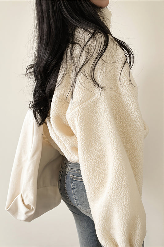 Teddy Fleece Stand Collar Zip Jacket