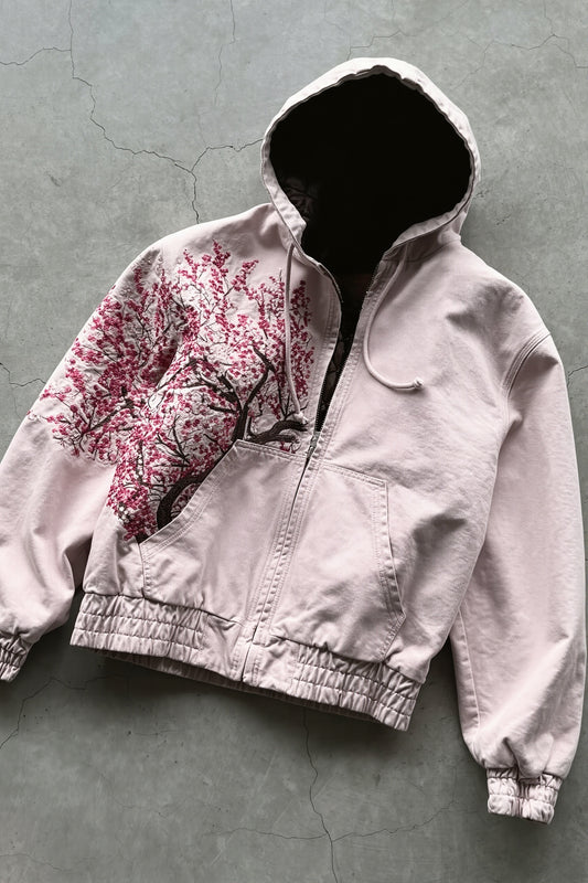 Cherry Blossom Printed Zip Hoodie