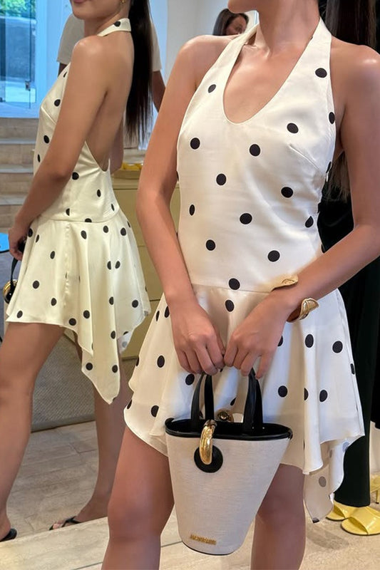 Neckholder-Minikleid mit C-Ausschnitt und Rückenfrei in A-Linie