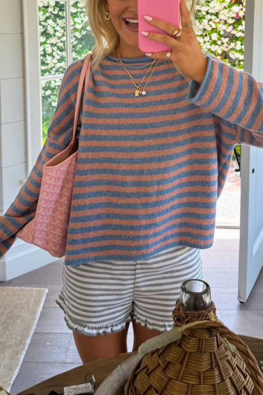 Relaxed Stripe Crew Neck Sweater