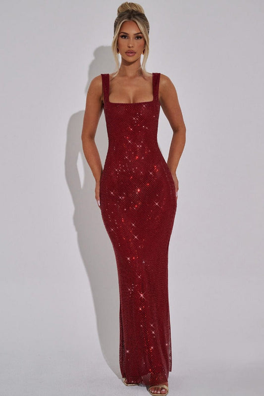 Pailletten-Mesh-Unterkleid mit doppelten Trägern