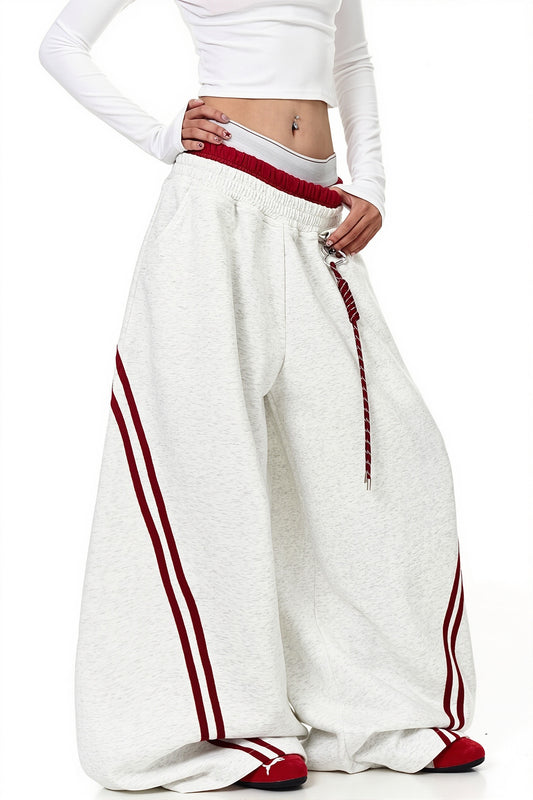 Double Waist Stripe Panel Pants