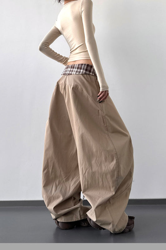 Vintage-Palazzo-Hose mit weitem Bein und Lagenlook