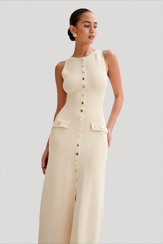 Ärmelloses Strickkleid mit Rundhalsausschnitt
