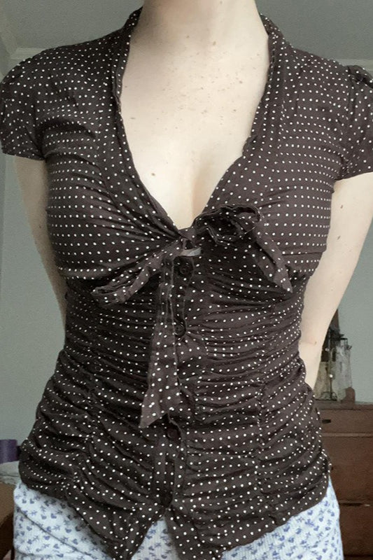 Bluse mit Knopfleiste und Punktmuster