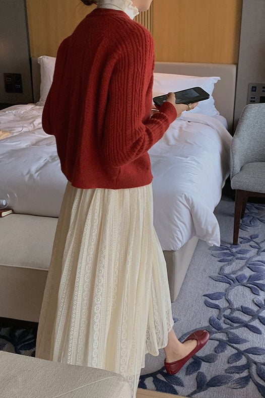 Vintage Rippstrick-Cardigan (kurze Länge)