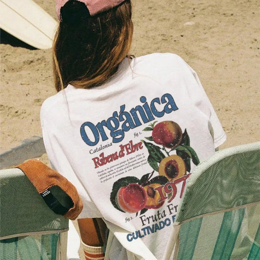 90s Peach Cottagecore Fruit T-shirt WHITE / S t-shirt-250223