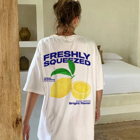 90s Retro Lemon Back Print T-shirt WHITE / S t-shirt-250223