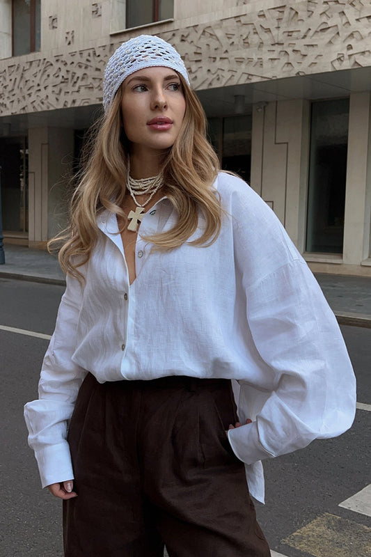 Lässige Bluse in lockerer Passform und einfarbiger Farbe