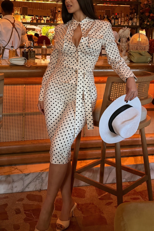 Polka Dot Shirt Capri Two Piece Set