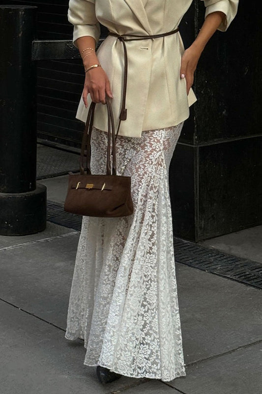 Meerjungfrauenrock aus Spitze mit hoher Taille