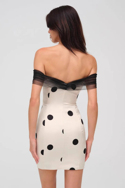 Sexy schulterfreies Mesh-Bustier-Minikleid