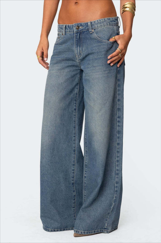 Loose Fit Jeans mit weitem Bein und Print