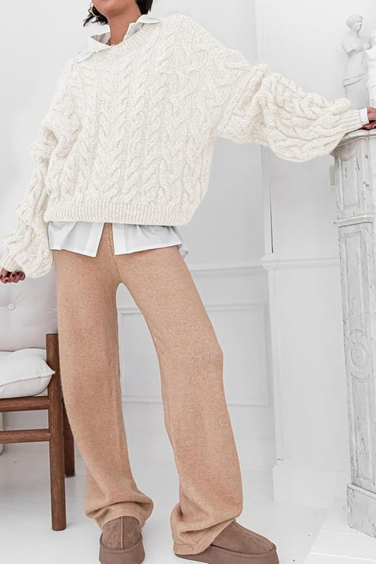 Vintage Grobstrick-Kabelpullover