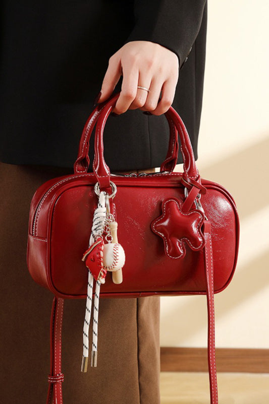 Rote Charm Minimalistische Retro Handtasche, elegante Pendlertasche