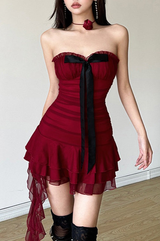 A-Linien-Partykleid mit asymmetrischem Schnitt