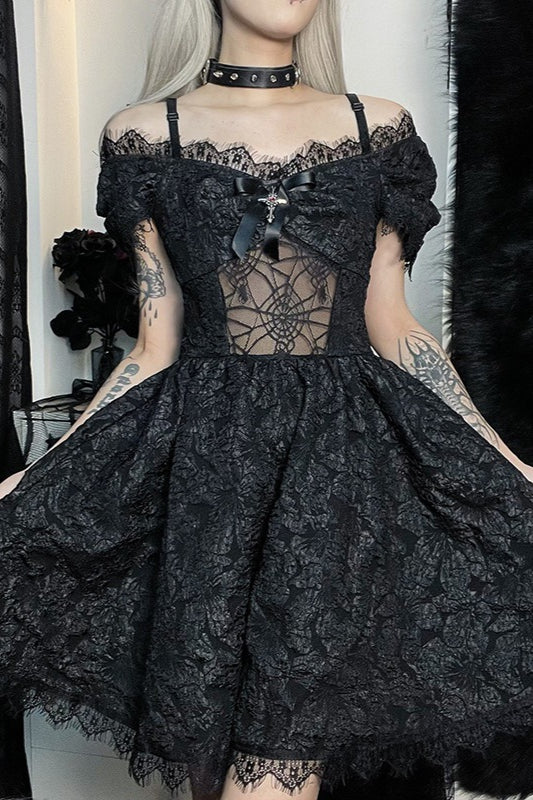 Mini-Gothic-Kleid mit Puffärmeln