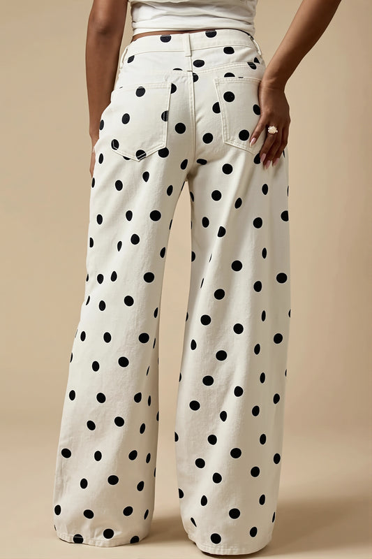 Polka Dot Wide Leg Jeans