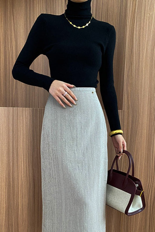 Stricktop mit Stehkragen, schmaler Passform