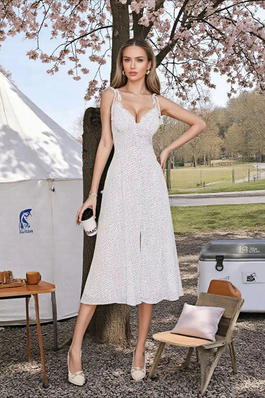 Sexy rückenfreies, modisches Polka Dot Neckholder-Partykleid